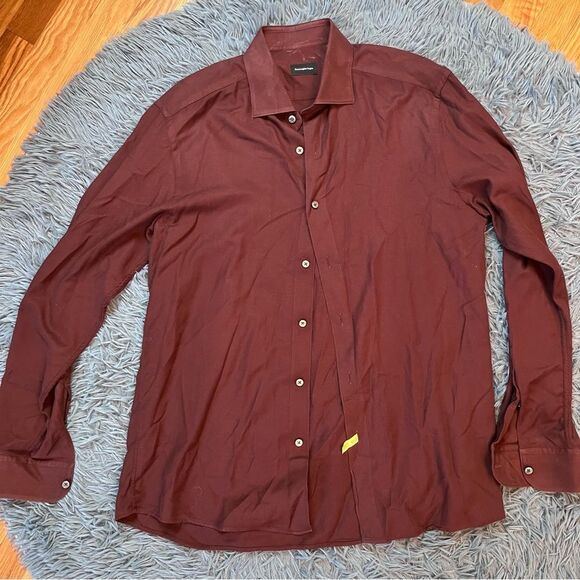 Ermenegildo Zegna Brown Cotton Cashmere Button Down Shirt Size L - Picture 1 of 6